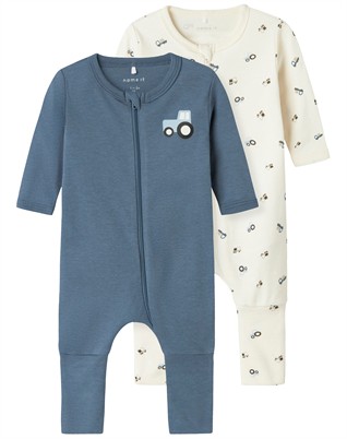 Schlafanzug Zip Blau - 2 Stk